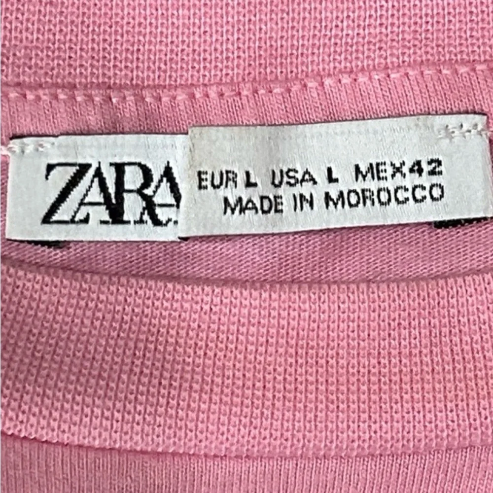 Zara Unisex Oversized Dusty Rose Floral Graphic T-Shirt - Picture 7 of 7